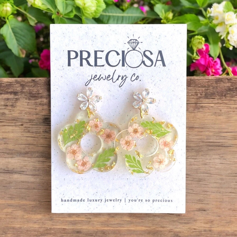 Real preserved wildflower earrings