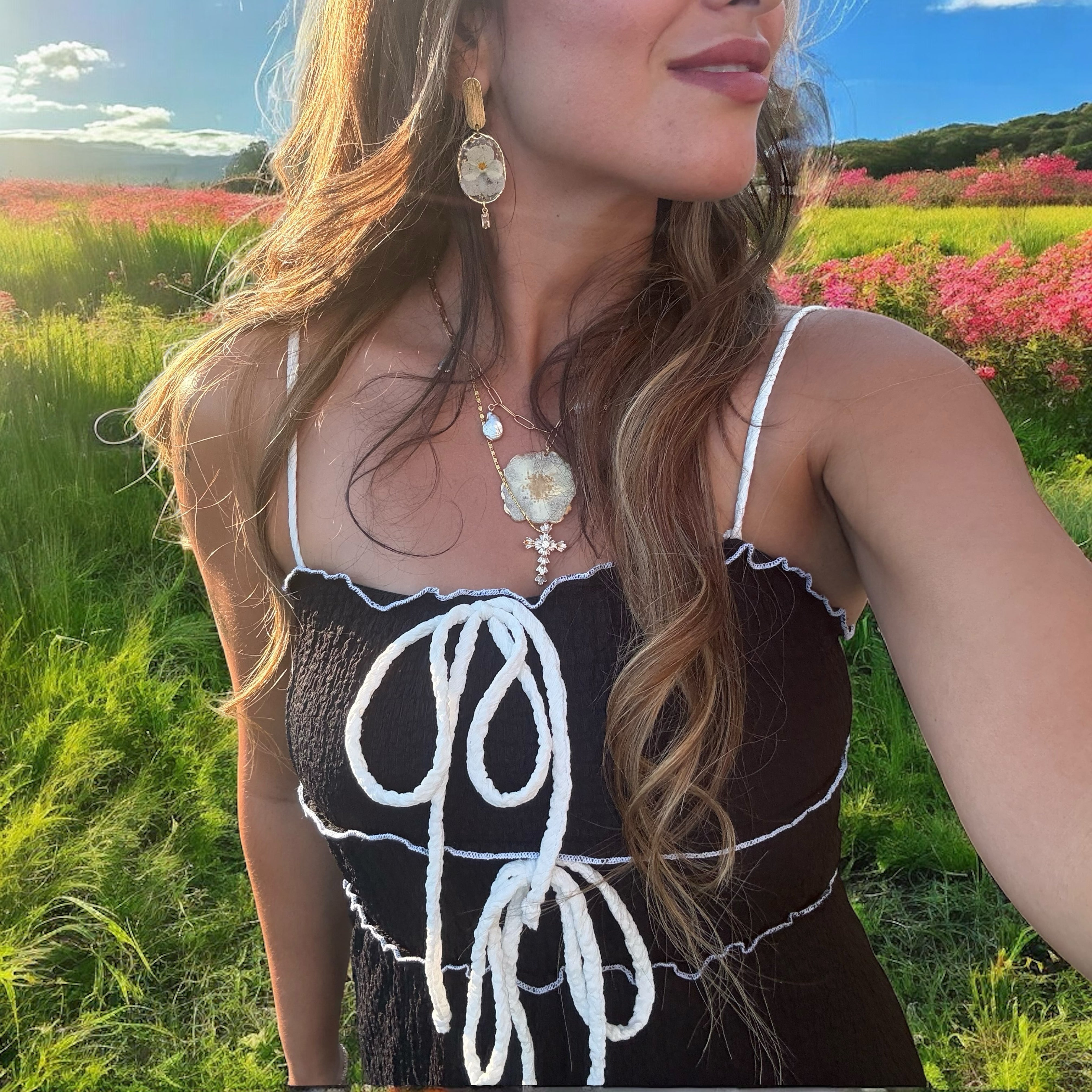 Real Wildflower Charm Necklace