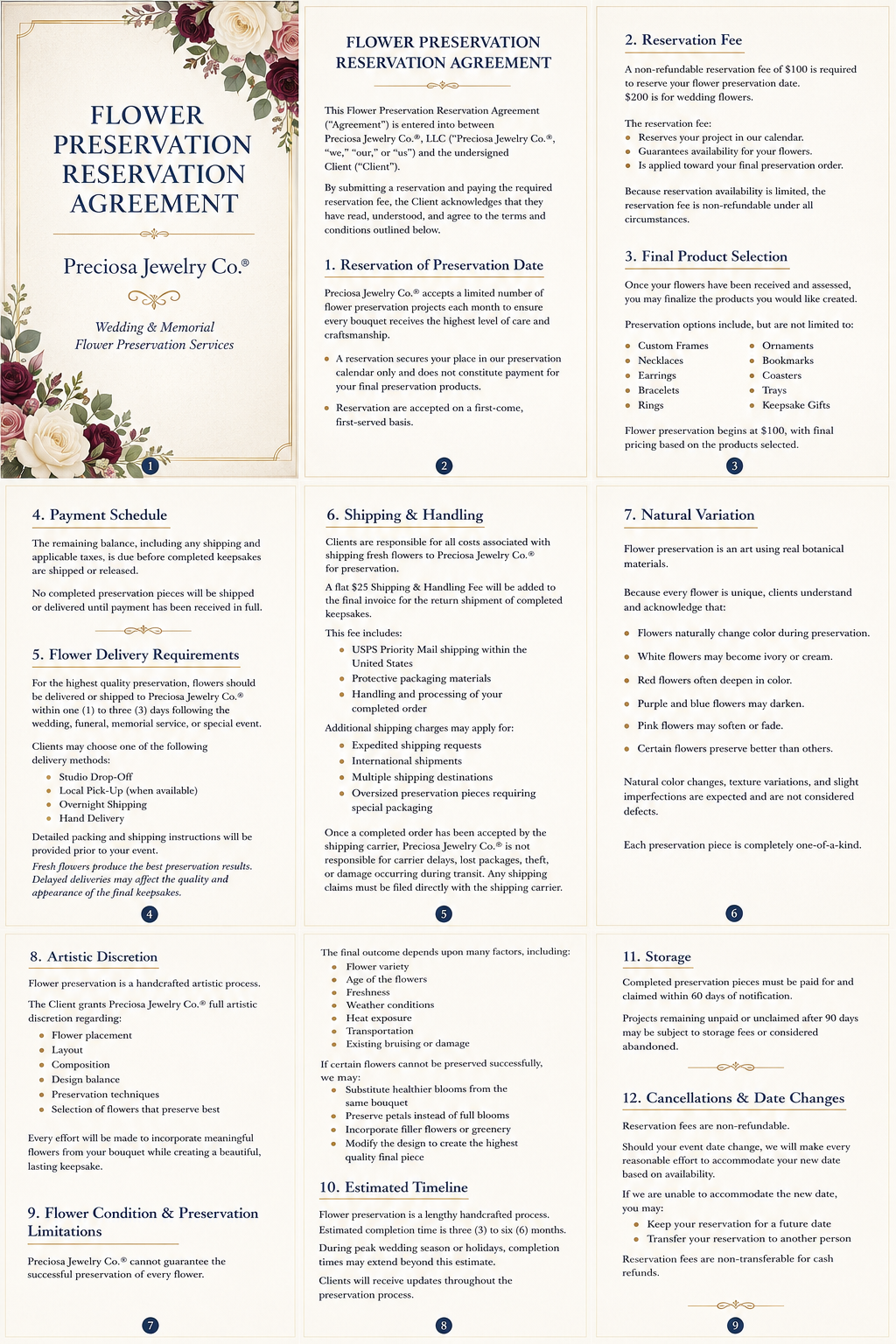 Floral Preservation Deposit - Preciosa Jewelry Co.