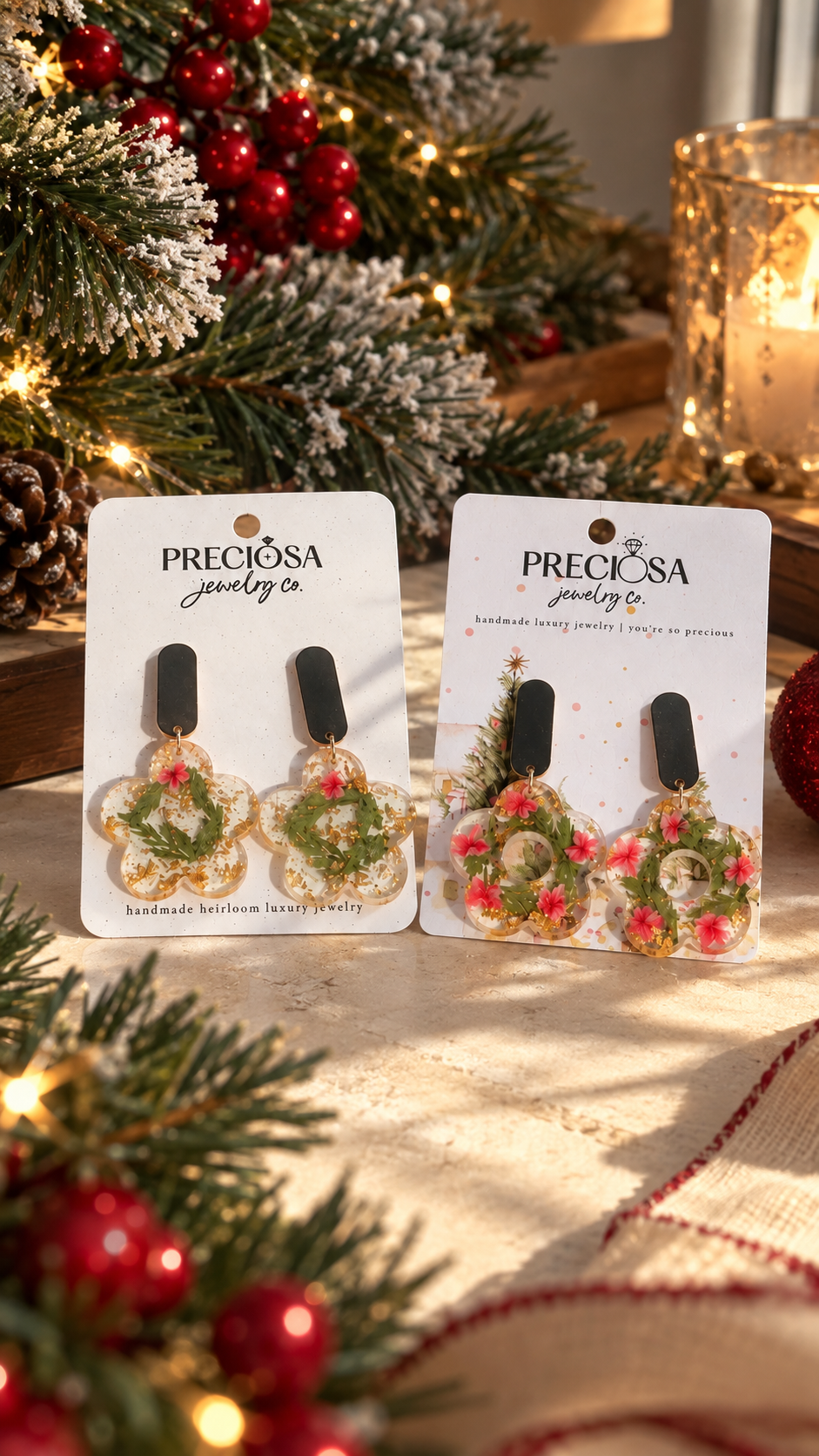 Christmas Wreath Garden Earrings - Preciosa Jewelry Co.