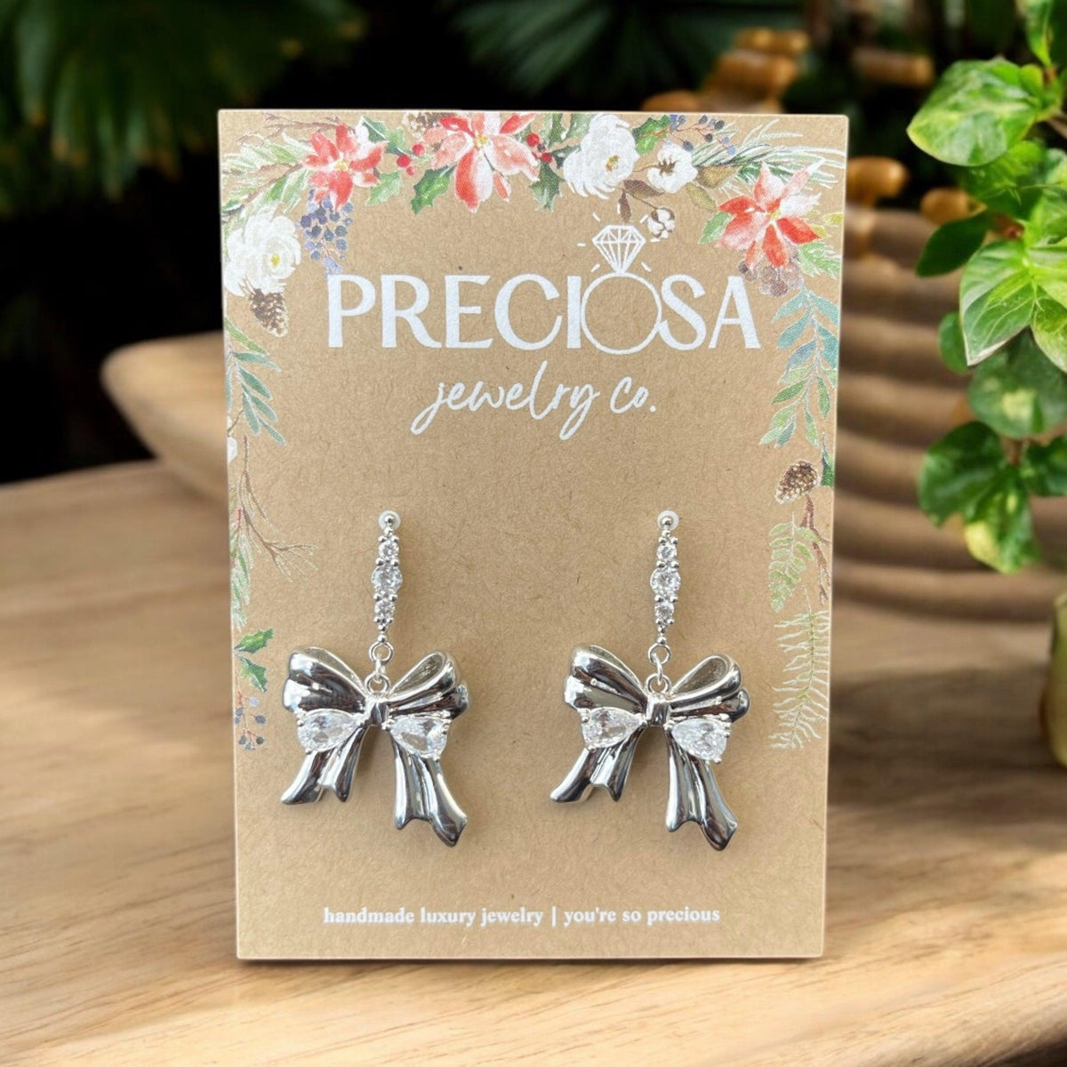 Silver Baby Bow Drops - Preciosa Jewelry Co.