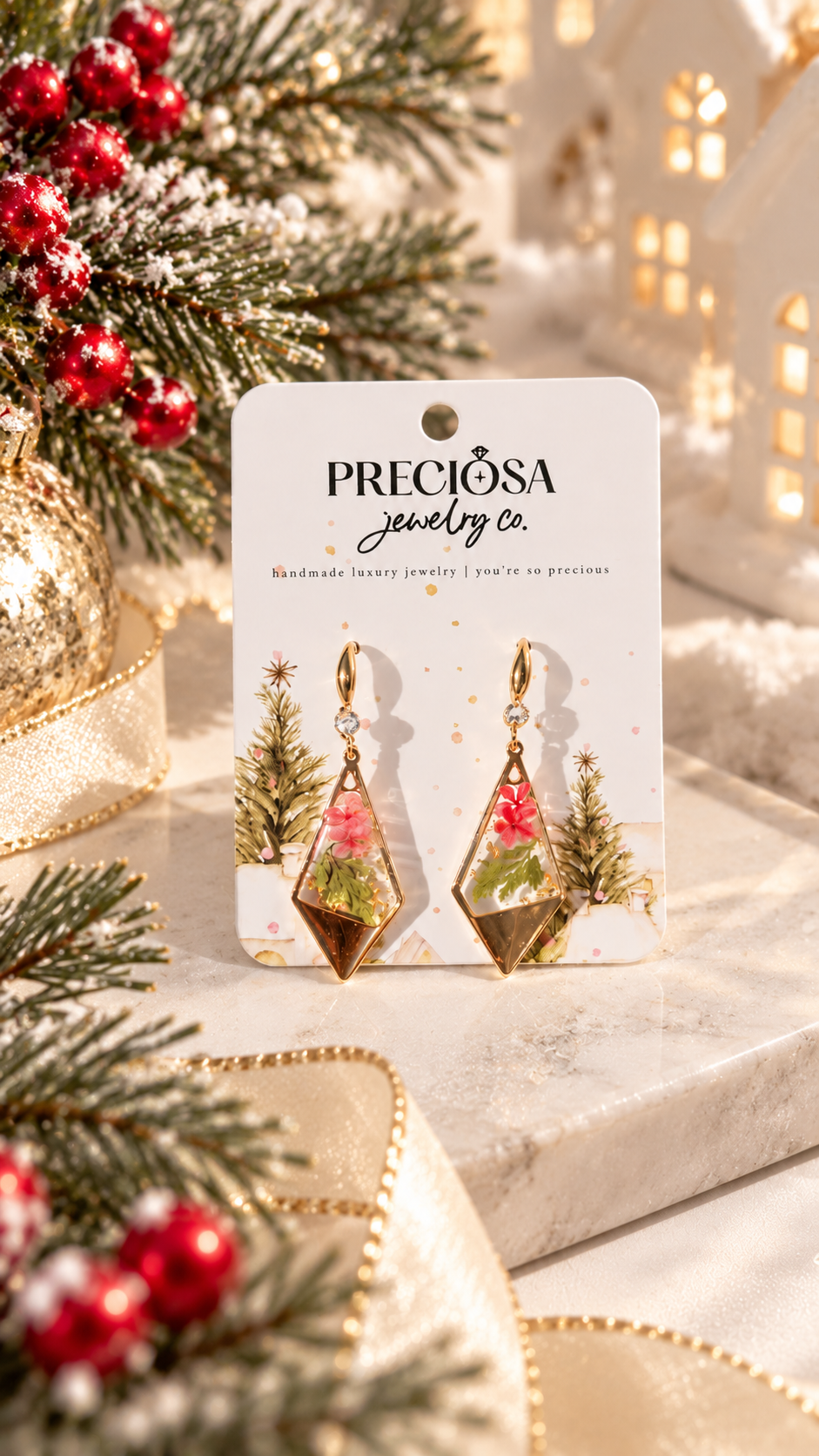 Christmas Blooms Diamond Drop - Preciosa Jewelry Co.