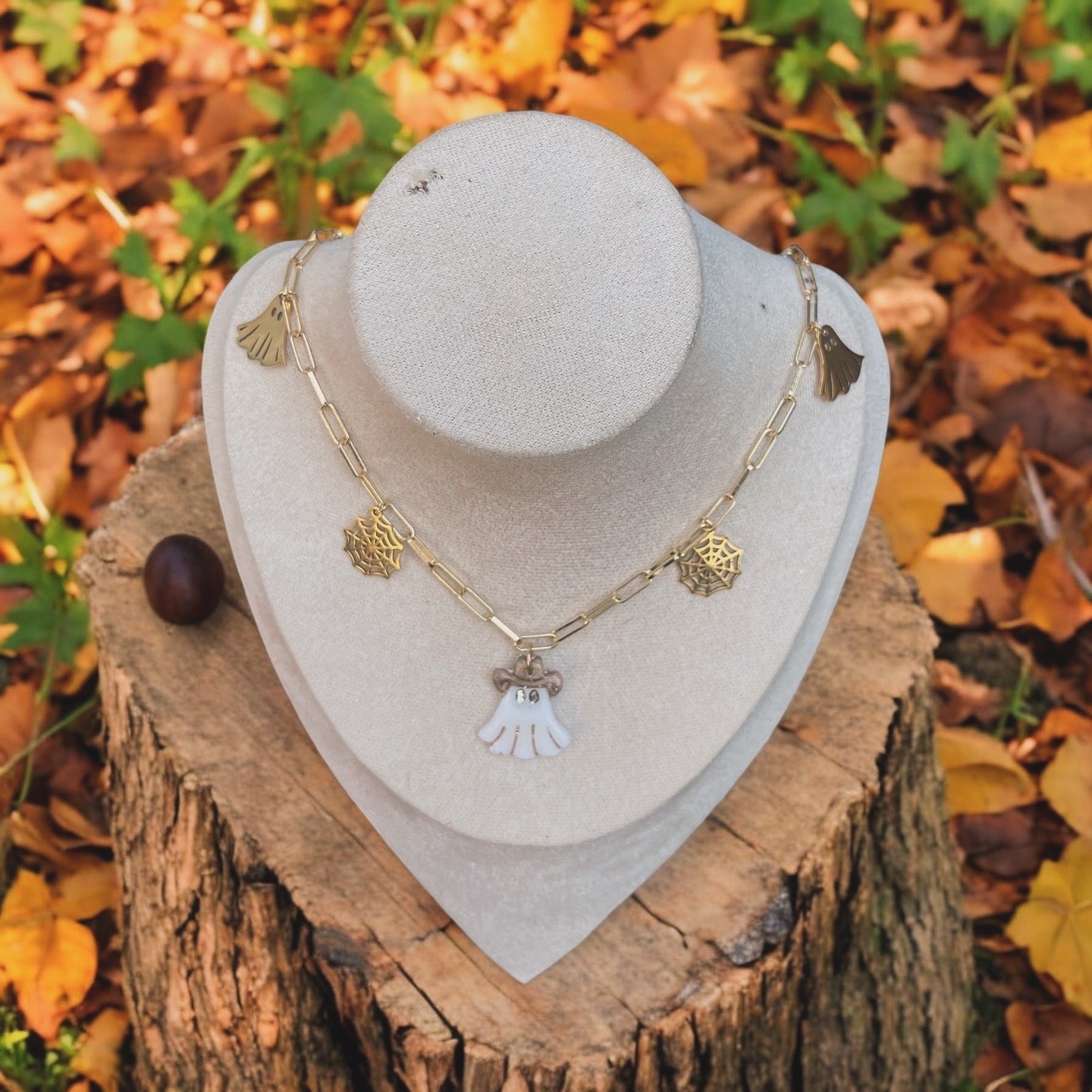 Spooky Gold Charm Necklace