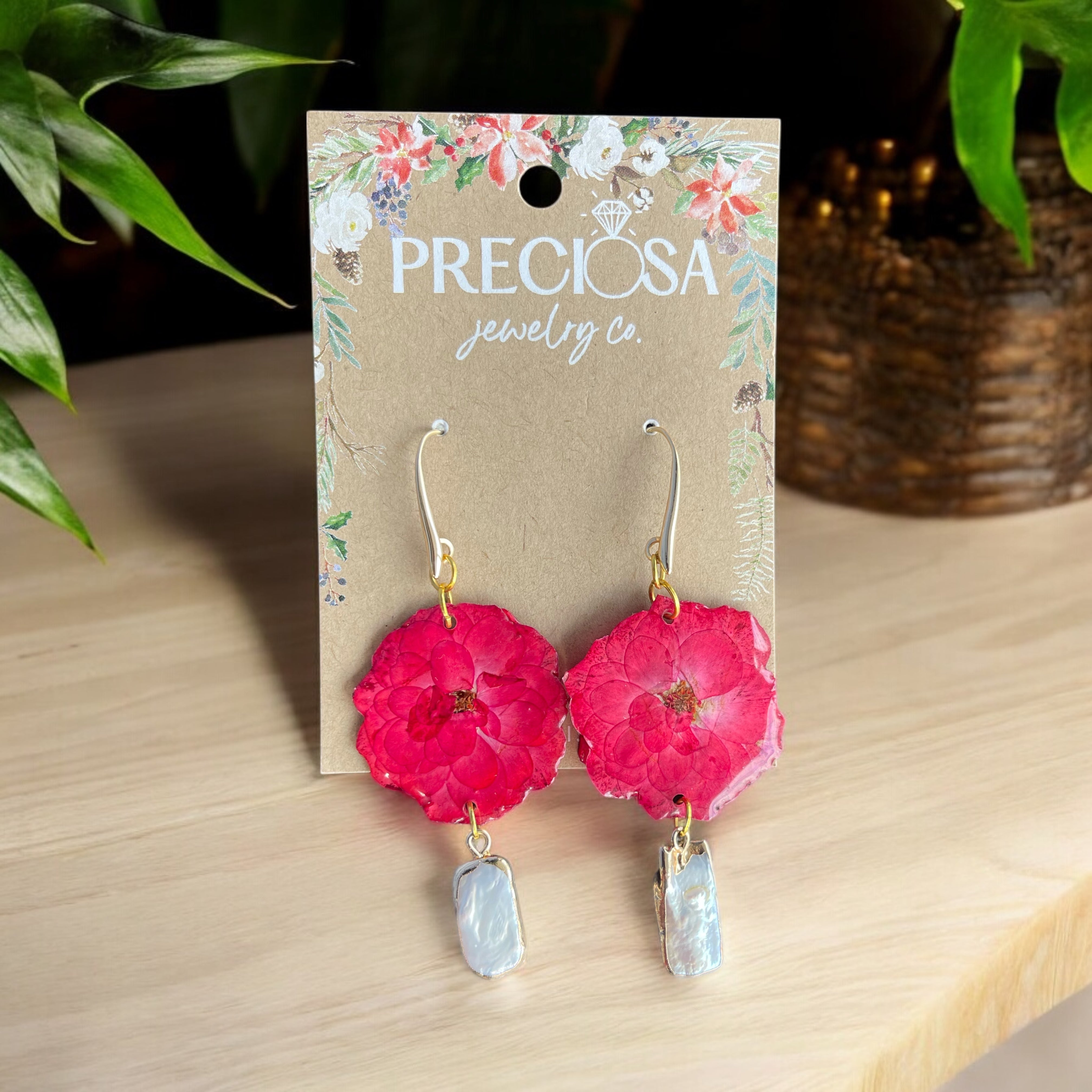 Timeless Bloom: Individual Rose Petal Resin Earrings