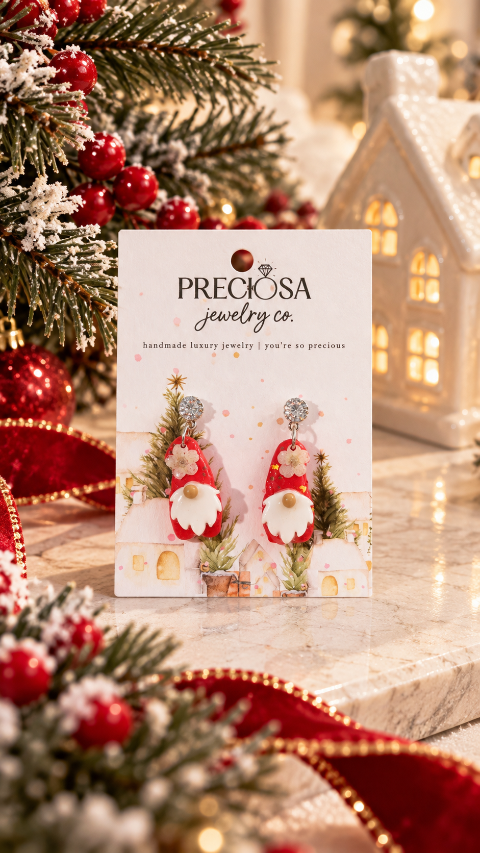 Santa Gnome Earrings - Preciosa Jewelry Co.