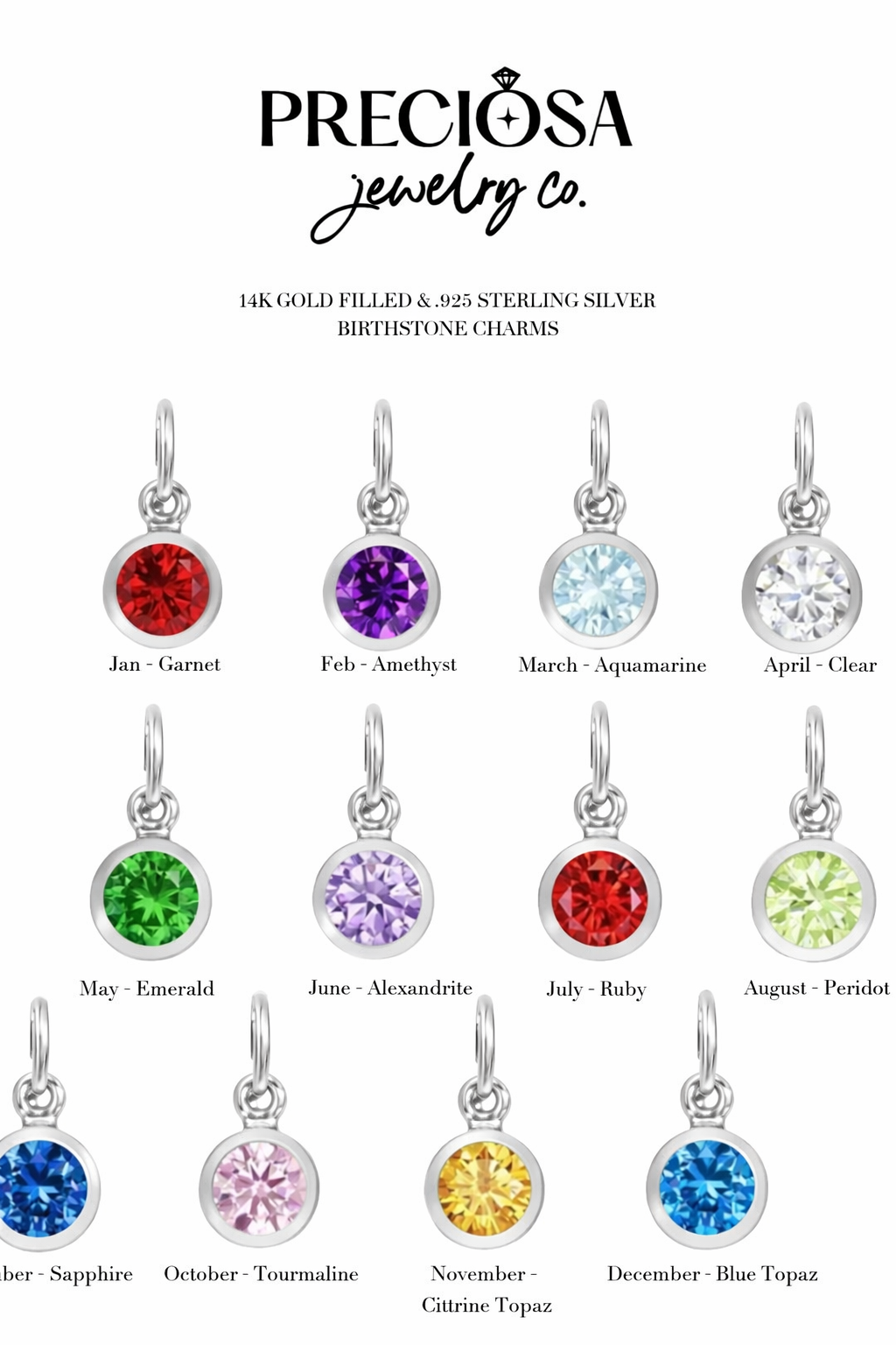 Birthstone Sterling Silver Filled Collection