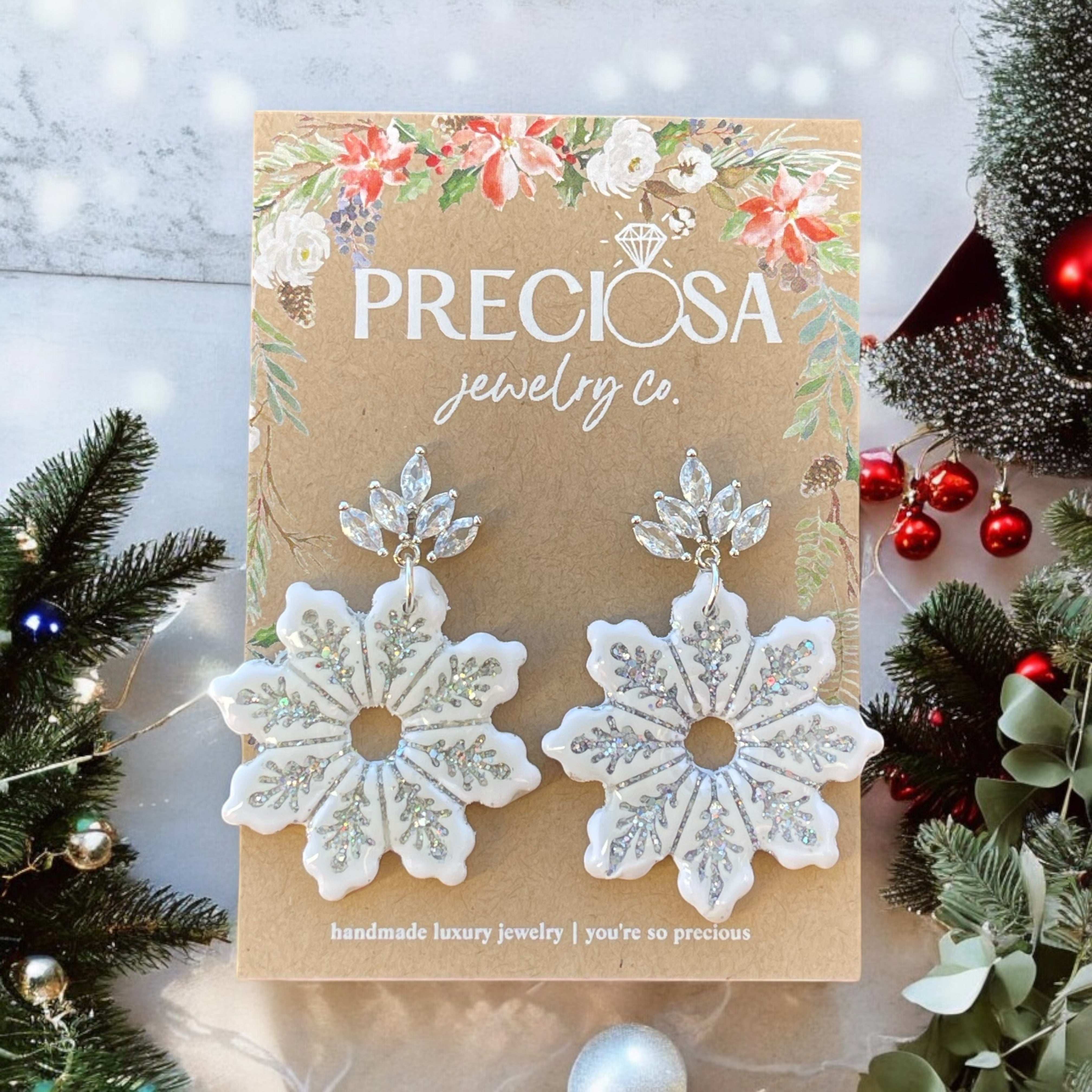 Snowflake Queen Clay Earrings