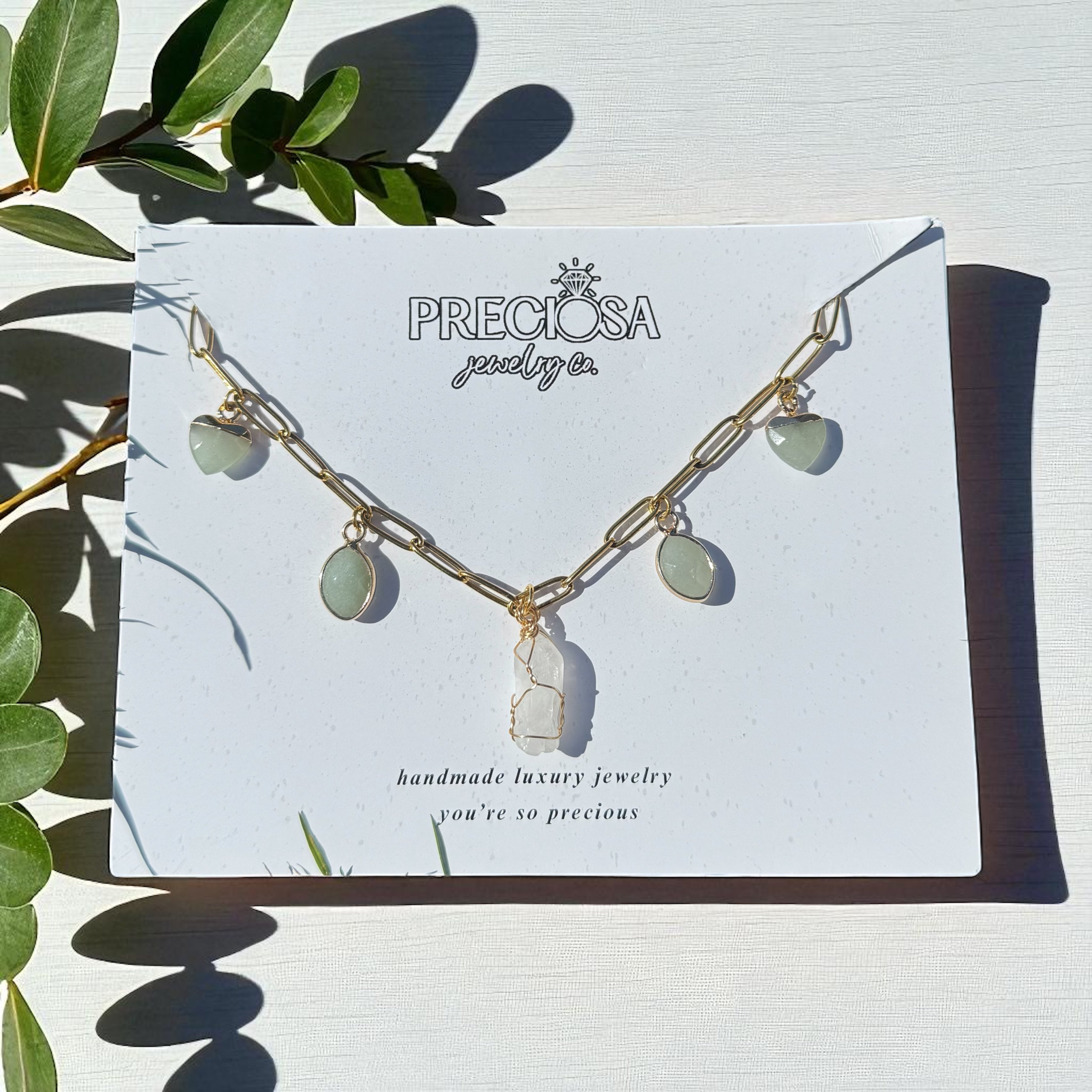 Crystal & Sage Charm Necklace