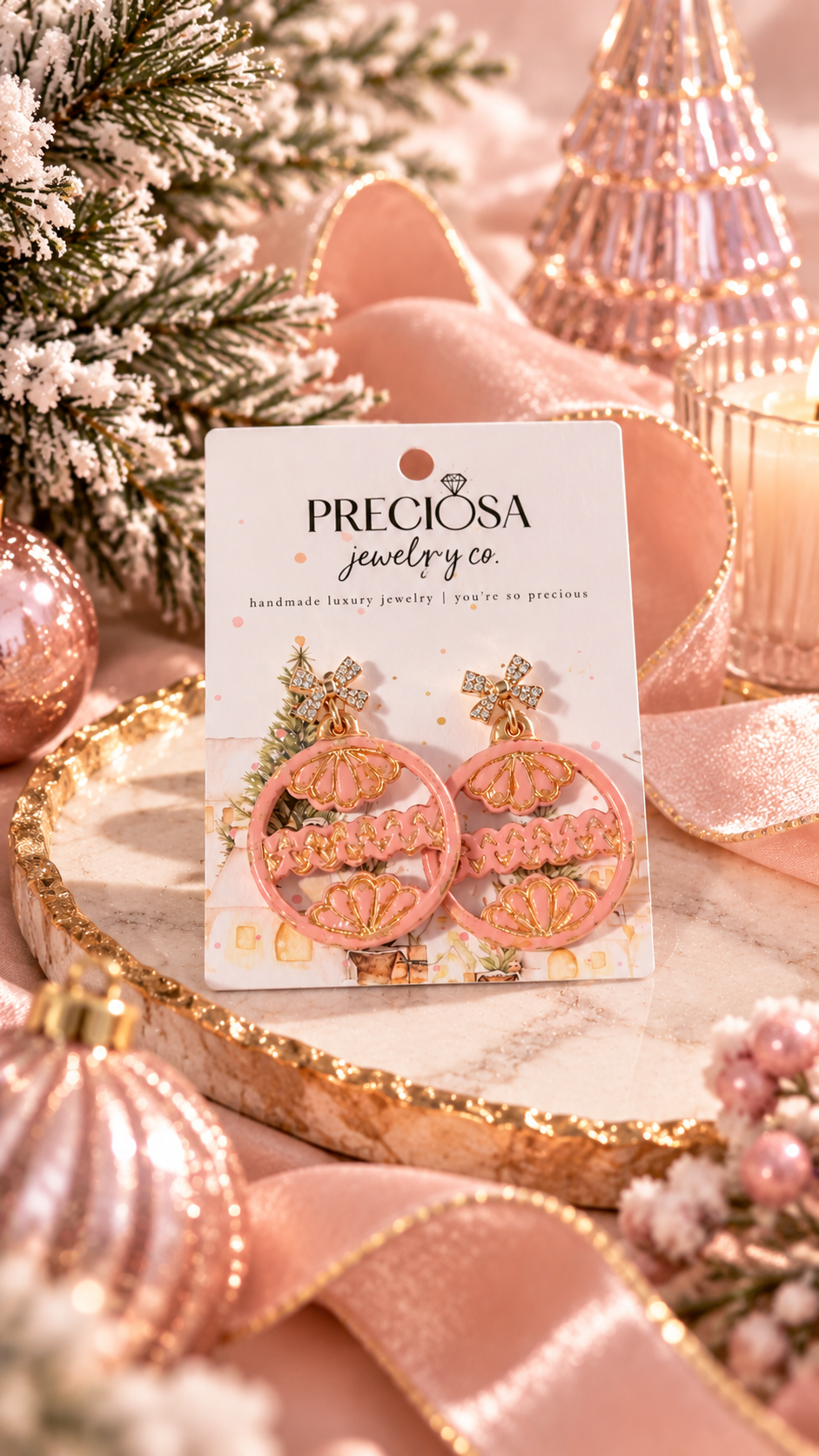 Preciosa Pink Christmas Ornaments - Preciosa Jewelry Co.