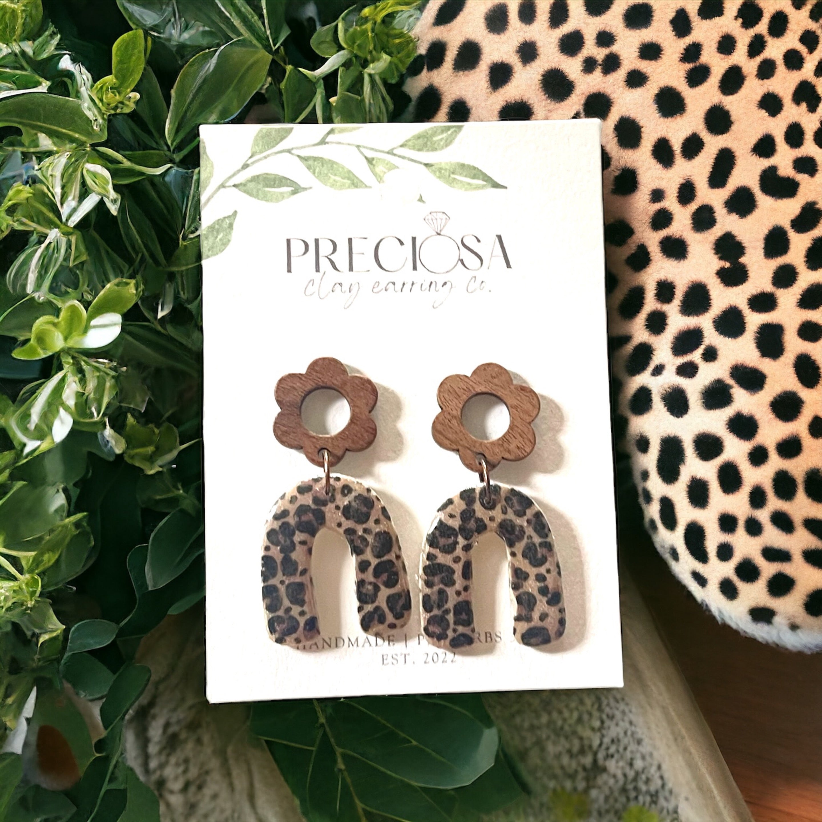 Groovy Cheetah Souflee Clay earrings